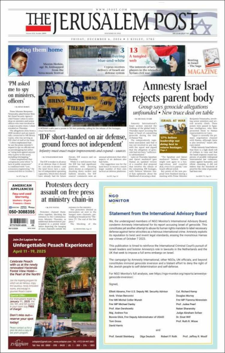 Portada de The Jerusalem Post (Israel)