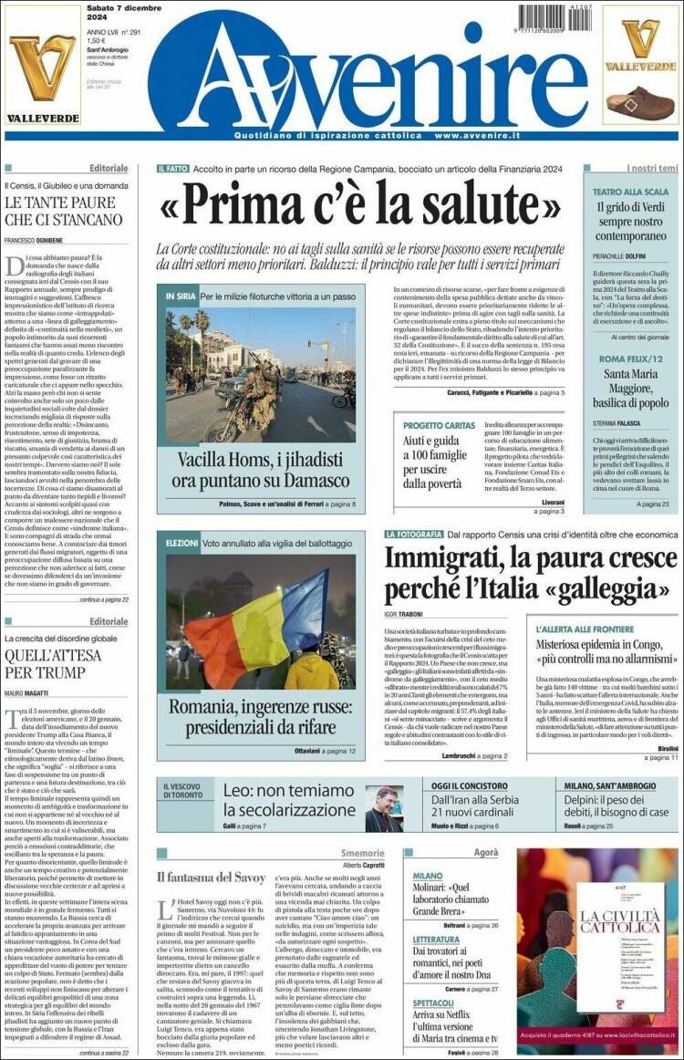 Portada de Avvenire (Italy)