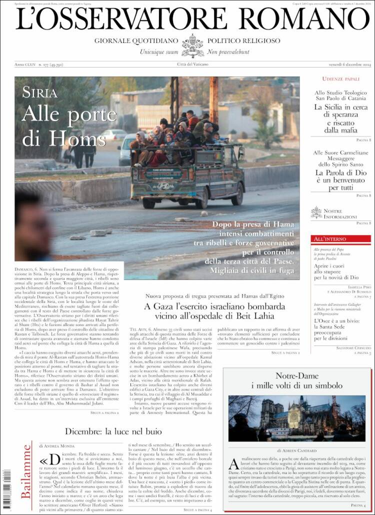 Portada de L'Osservatore Romano (Italy)