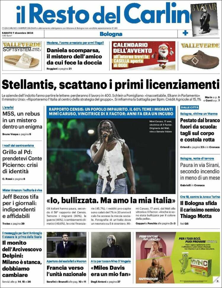 Portada de Il Resto del Carlino (Italy)
