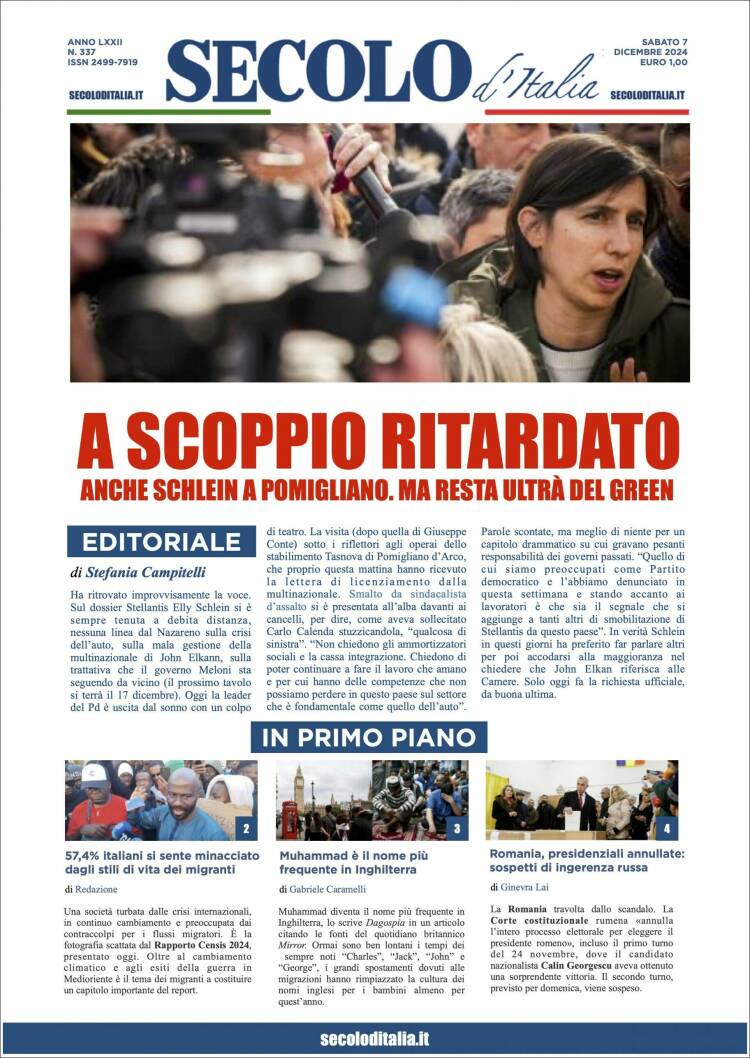 Portada de Secolo d'Italia (Italy)