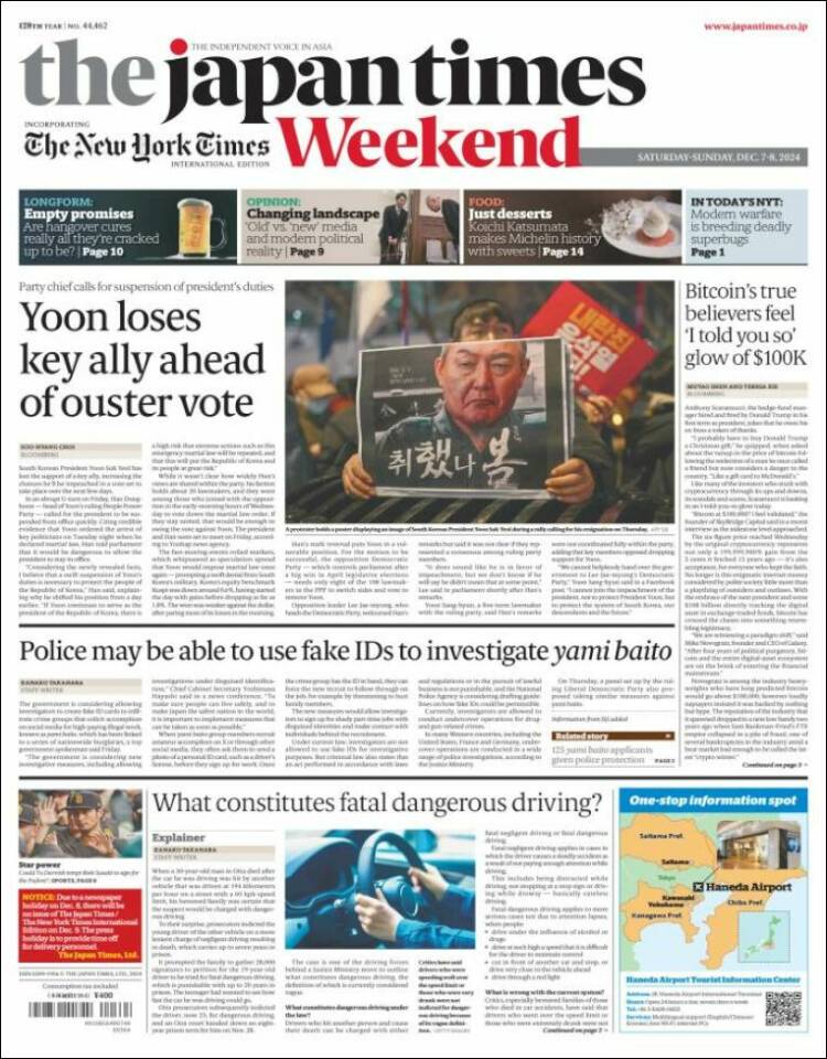 Portada de The Japan Times (Japan)