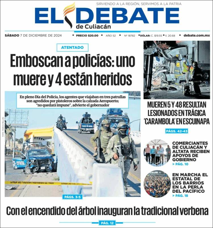 Portada de El Debate de Culiacán (México)