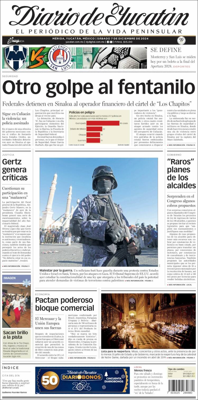 Portada de Diario de Yucatán (México)