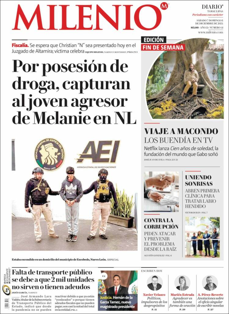 Portada de Milenio - Tamaulipas (México)