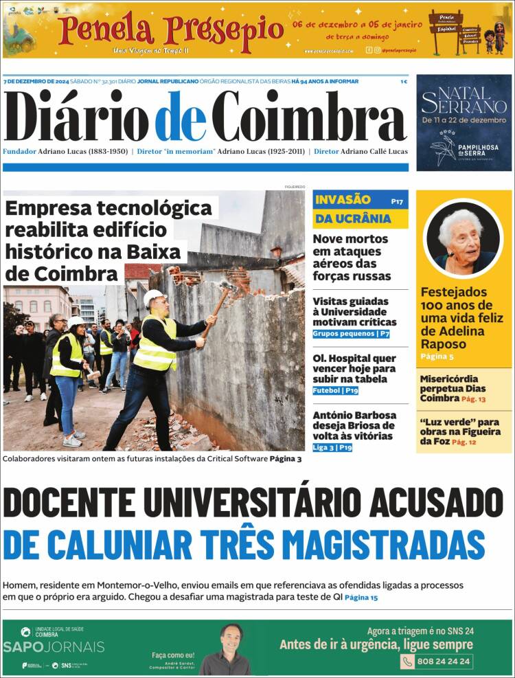 Portada de Diário de Coimbra (Portugal)