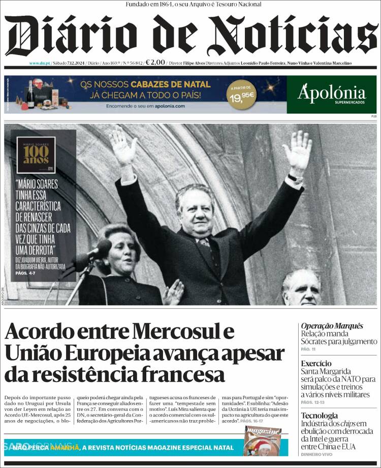 Portada de Diário de Noticias (Portugal)