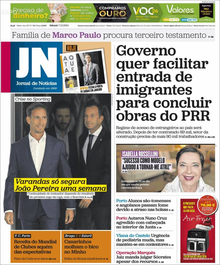 Portada de Jornal de Notícias (Portugal)