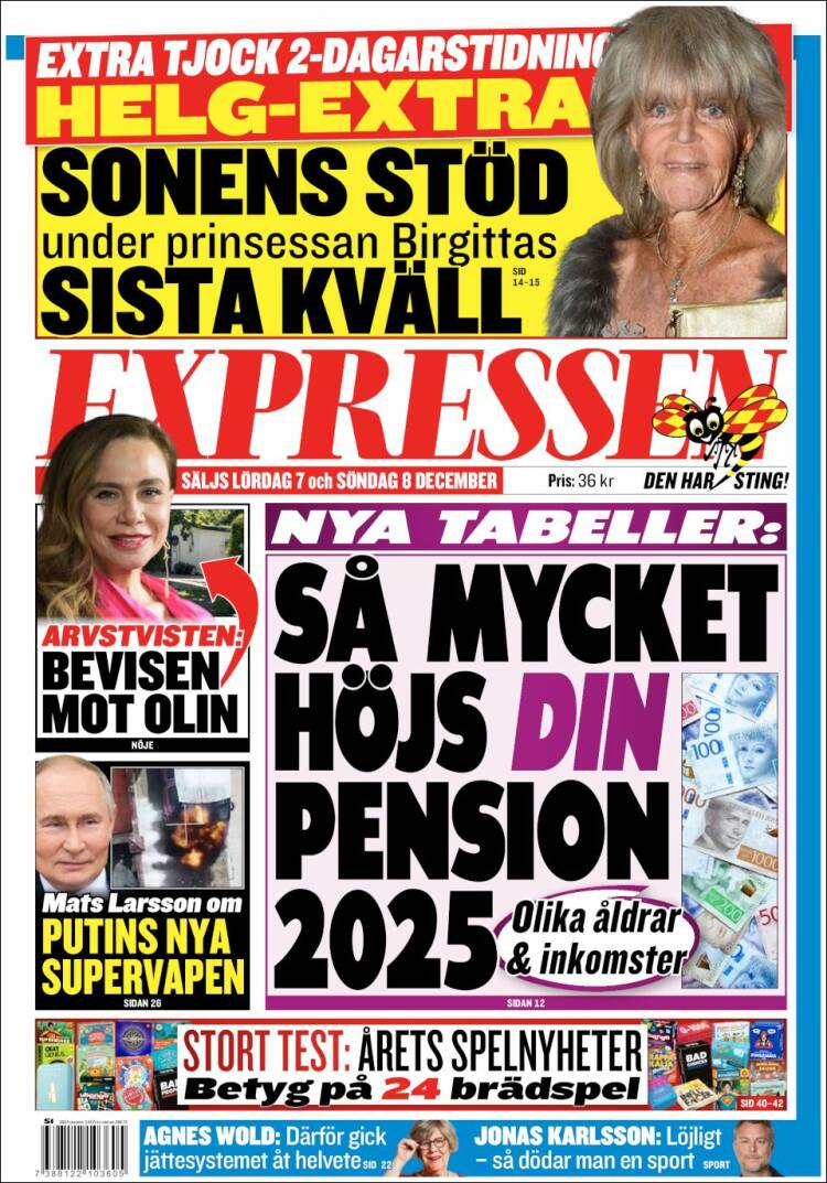 Portada de Expressen (Sweden)