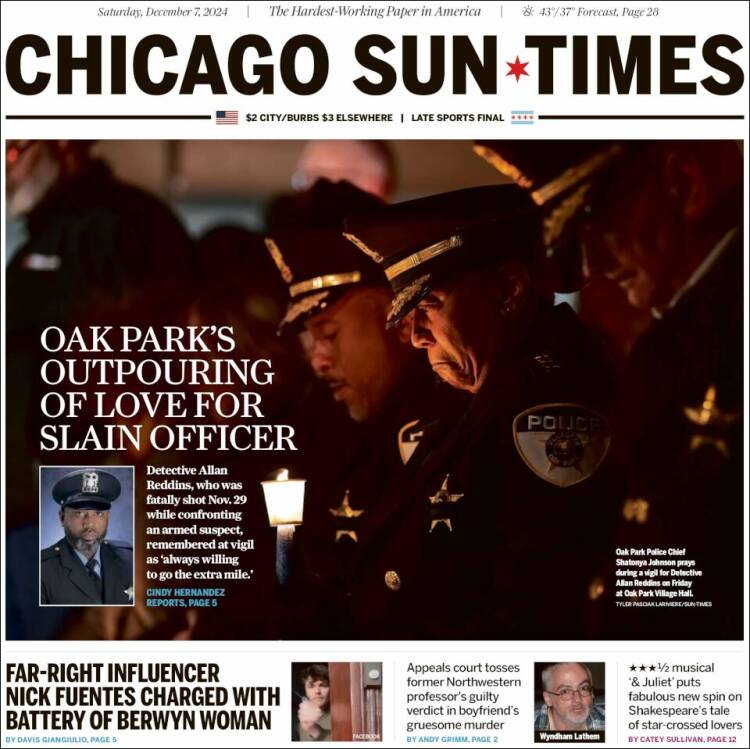 Portada de Chicago Sun-Times (USA)