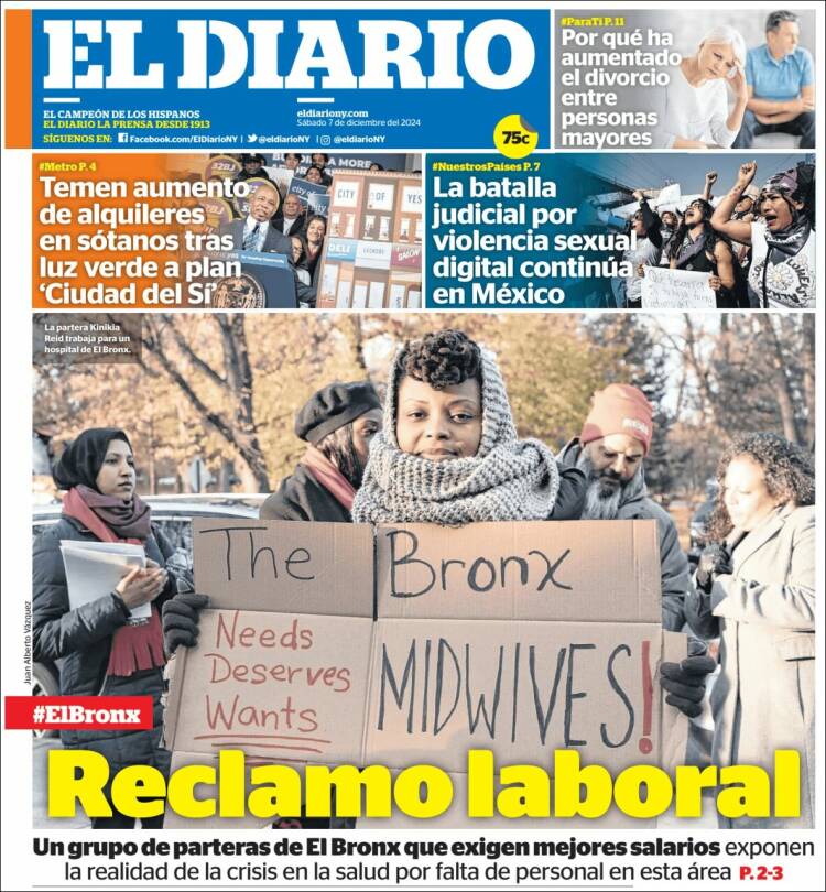 Portada de El Diario NY (USA)