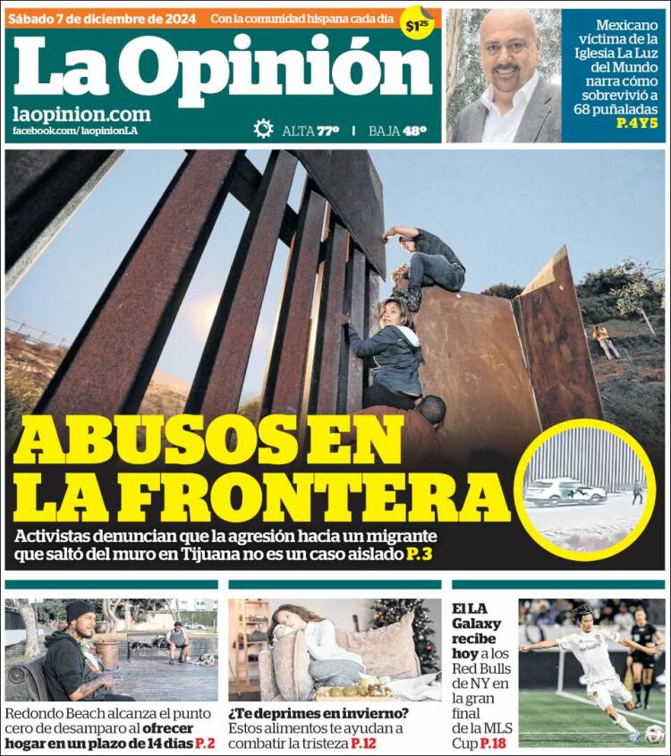 Portada de La Opinión (USA)