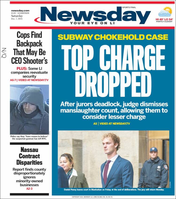 Portada de Newsday (USA)