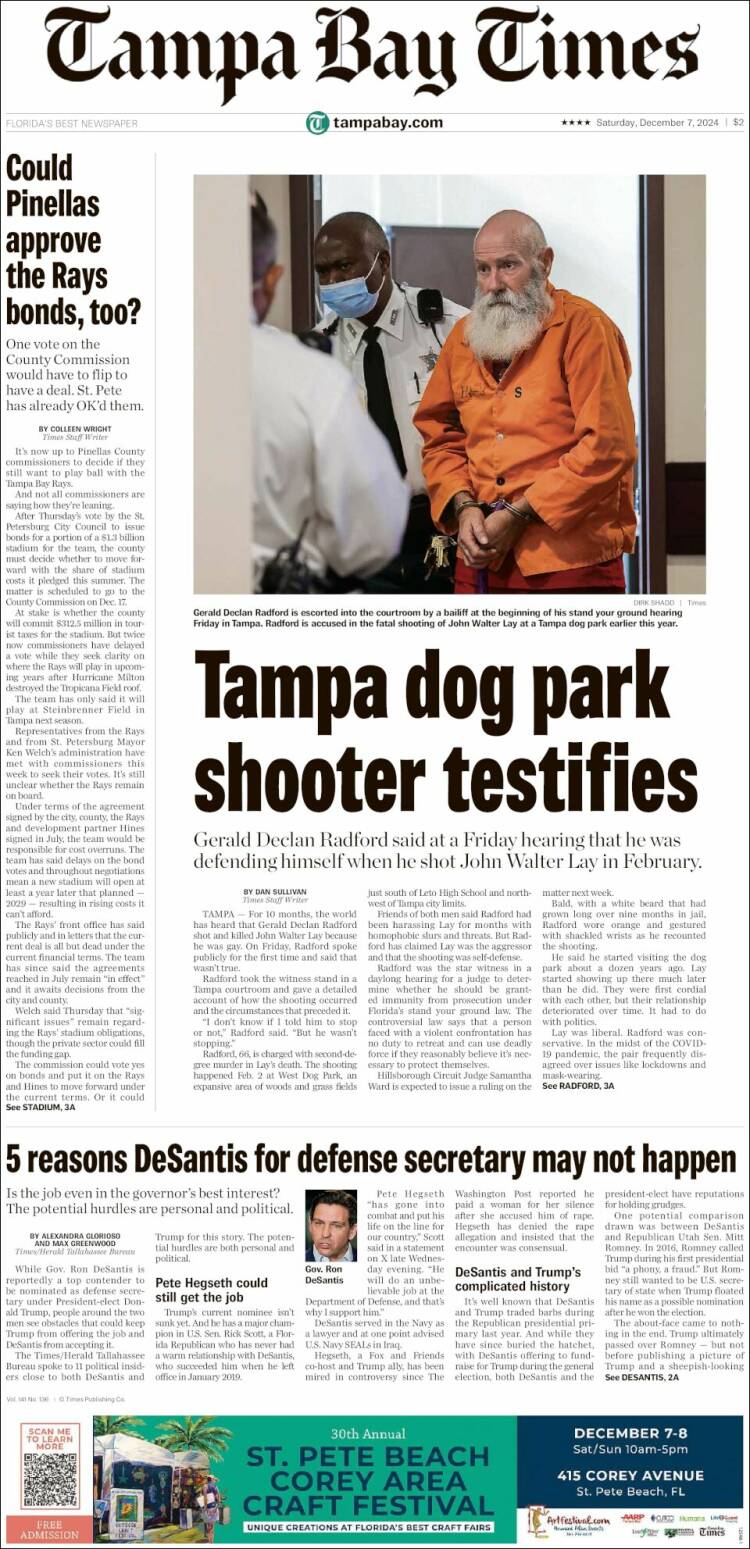 Portada de Tampa Bay Times (USA)