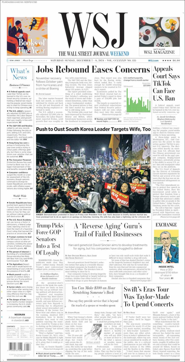 Portada de Wall Street Journal (USA)