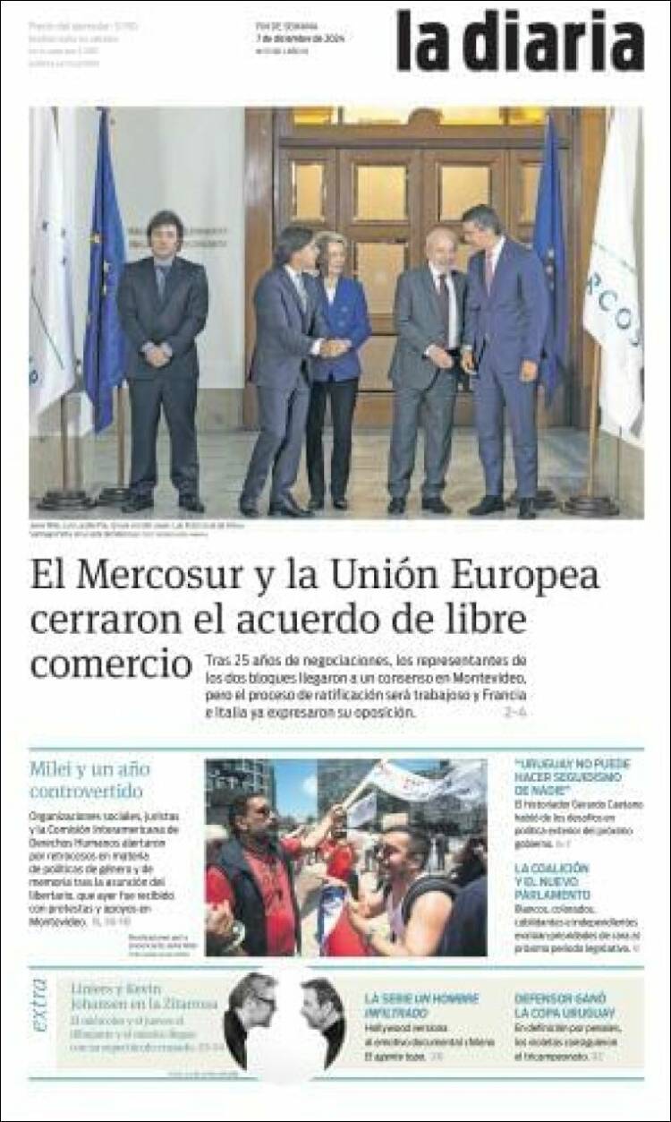 Portada de La Diaria (Uruguay)