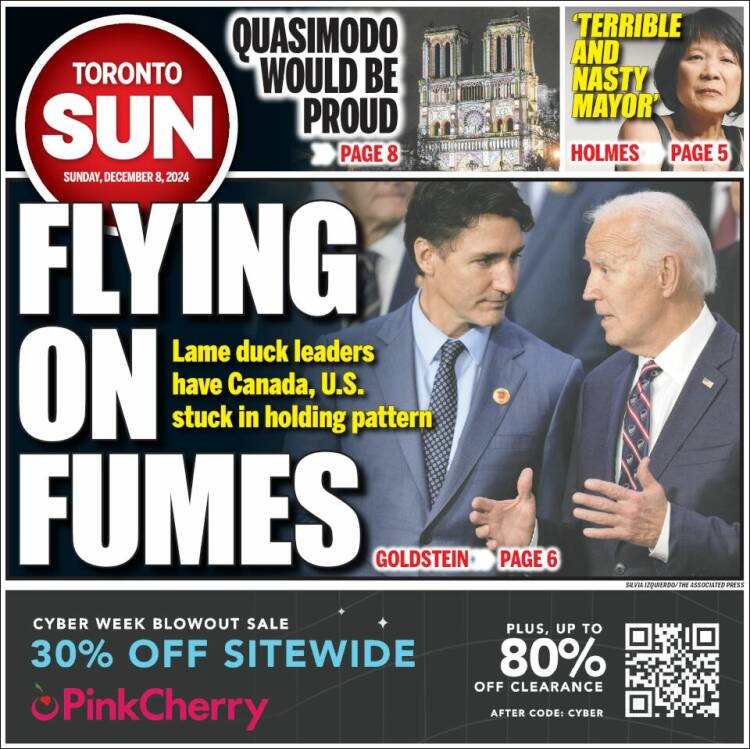 Portada de The Toronto Sun (Canadá)