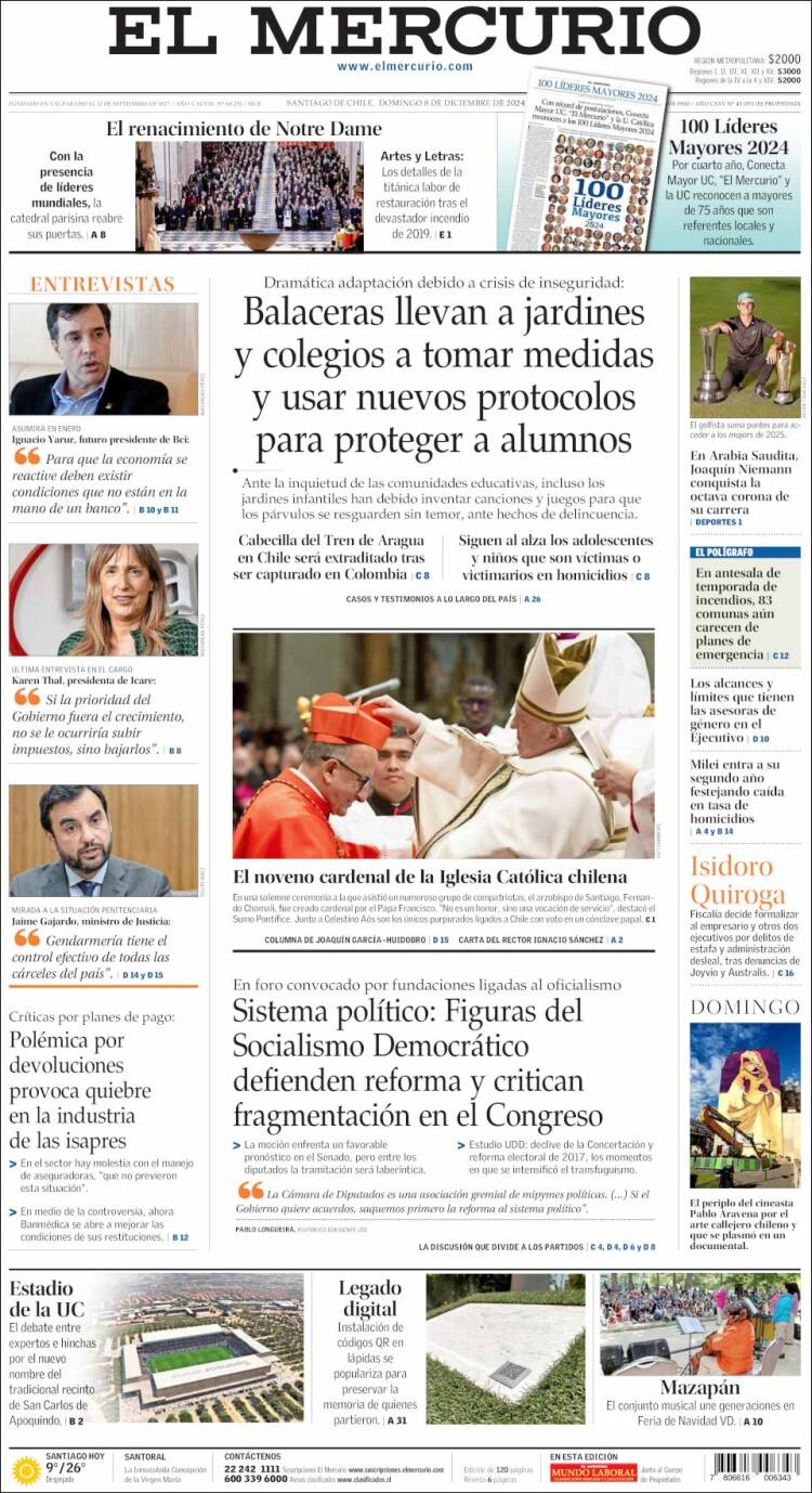 Portada de El Mercurio (Chile)