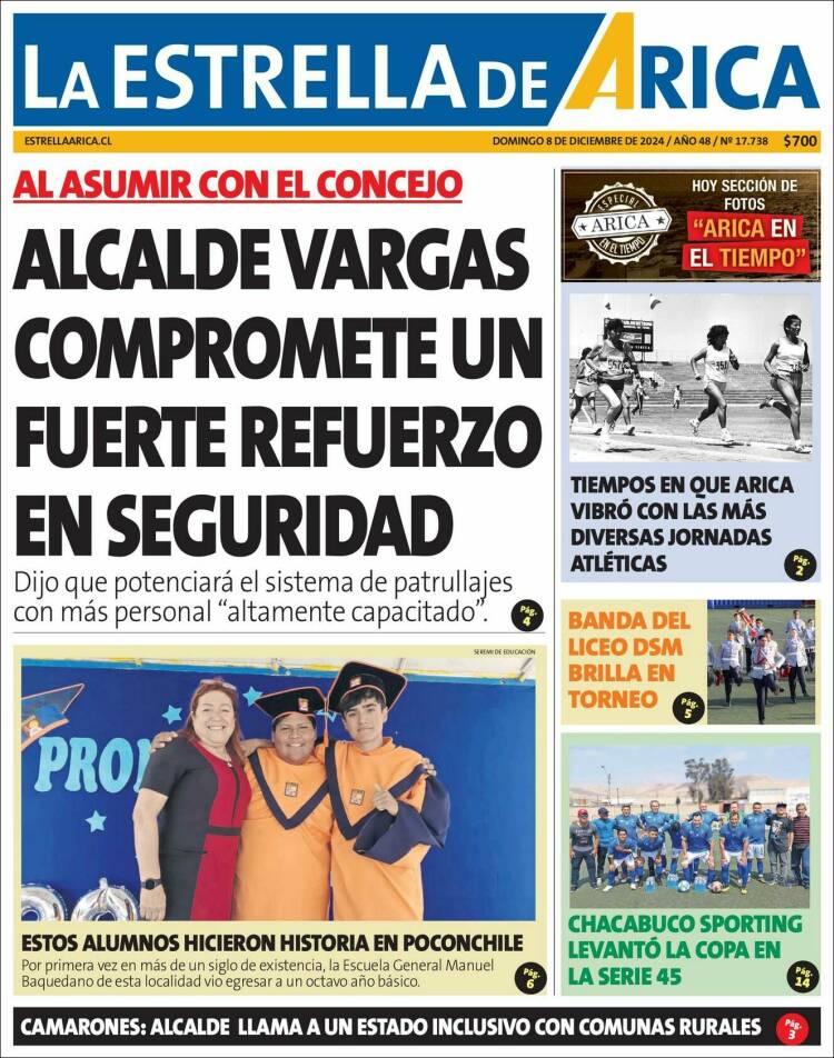 Portada de La Estrella de Arica (Chile)