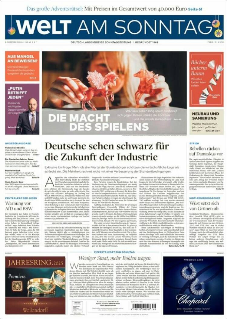 Portada de Die Welt (Alemania)
