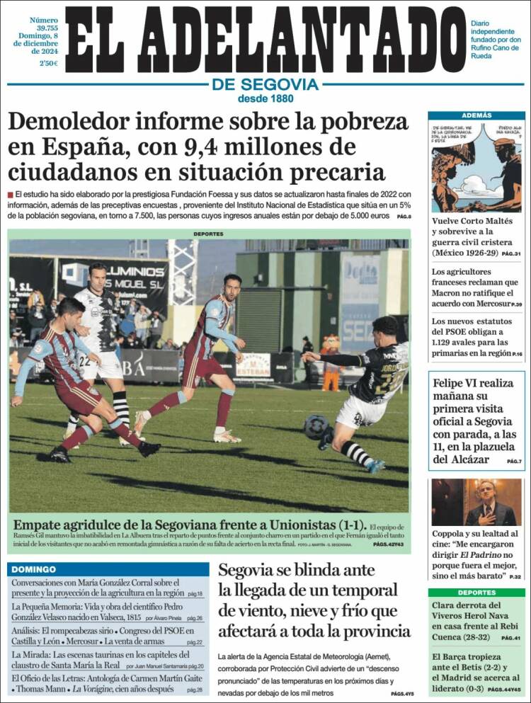 Portada de El Adelantado de Segovia (España)