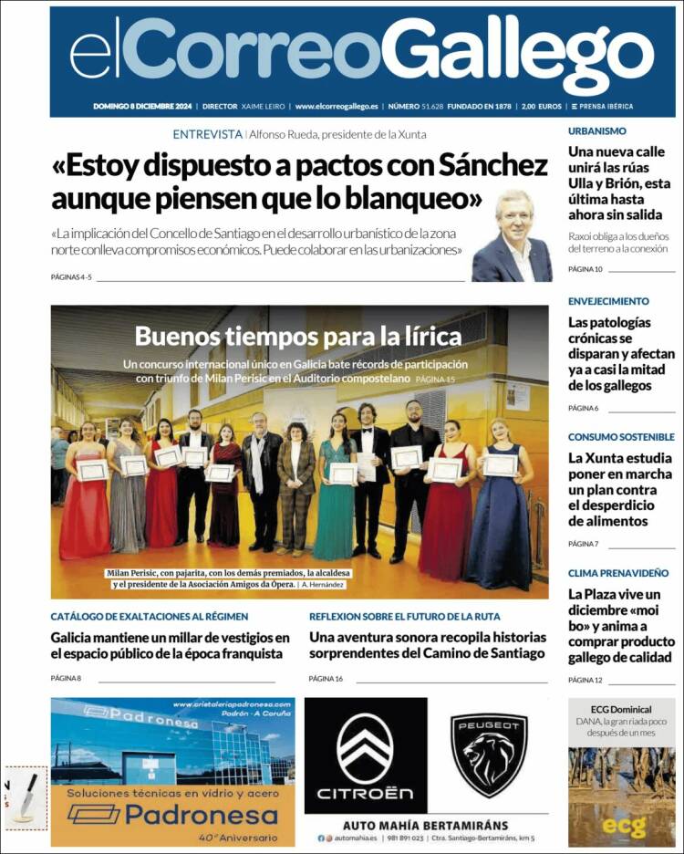 Portada de El Correo Gallego (España)