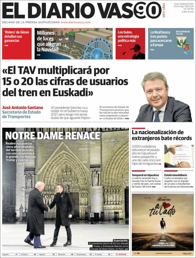 Portada de Diario Vasco (España)
