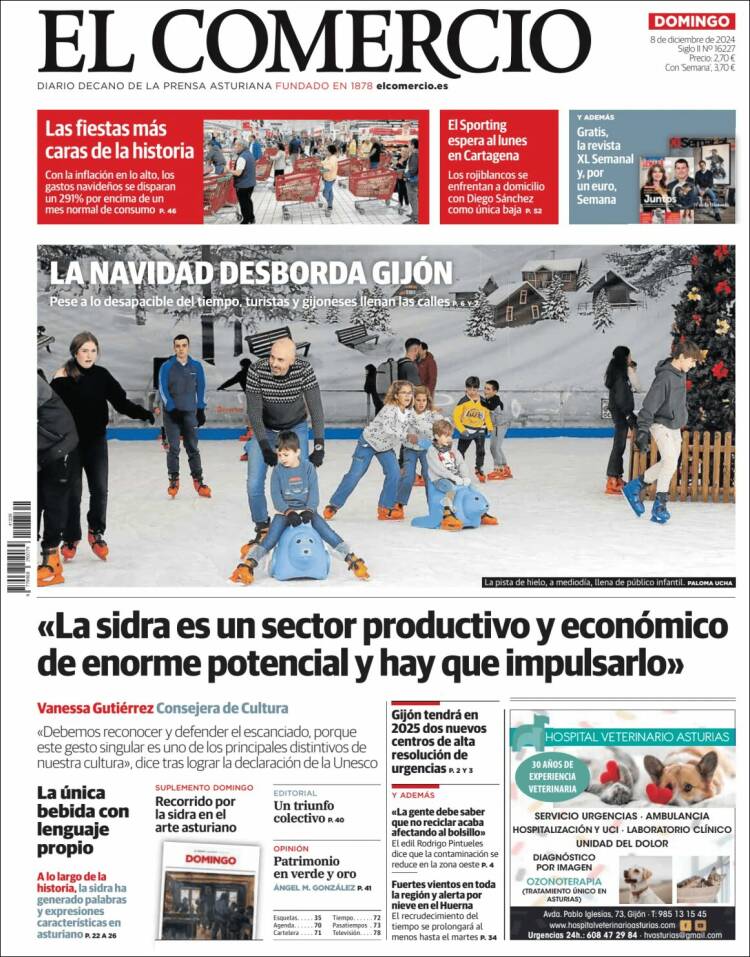 Portada de El Comercio - Gijón (España)