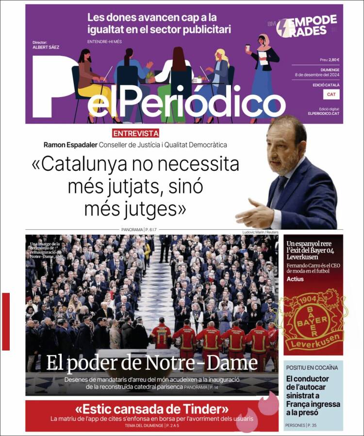 Portada de El Periódico de Catalunya (España)