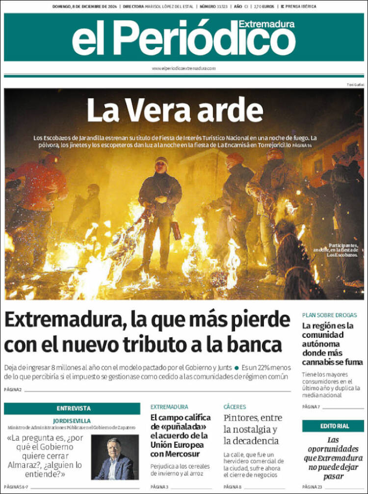 Portada de El Periódico de Extremadura (España)