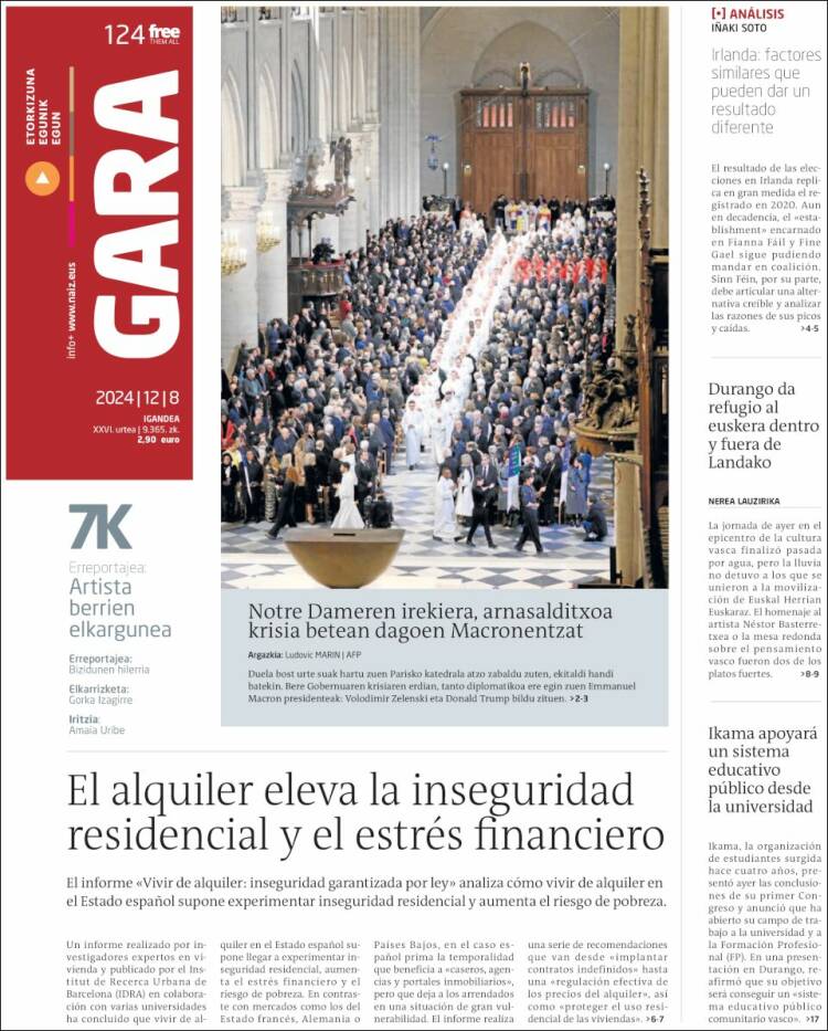 Portada de Gara (España)