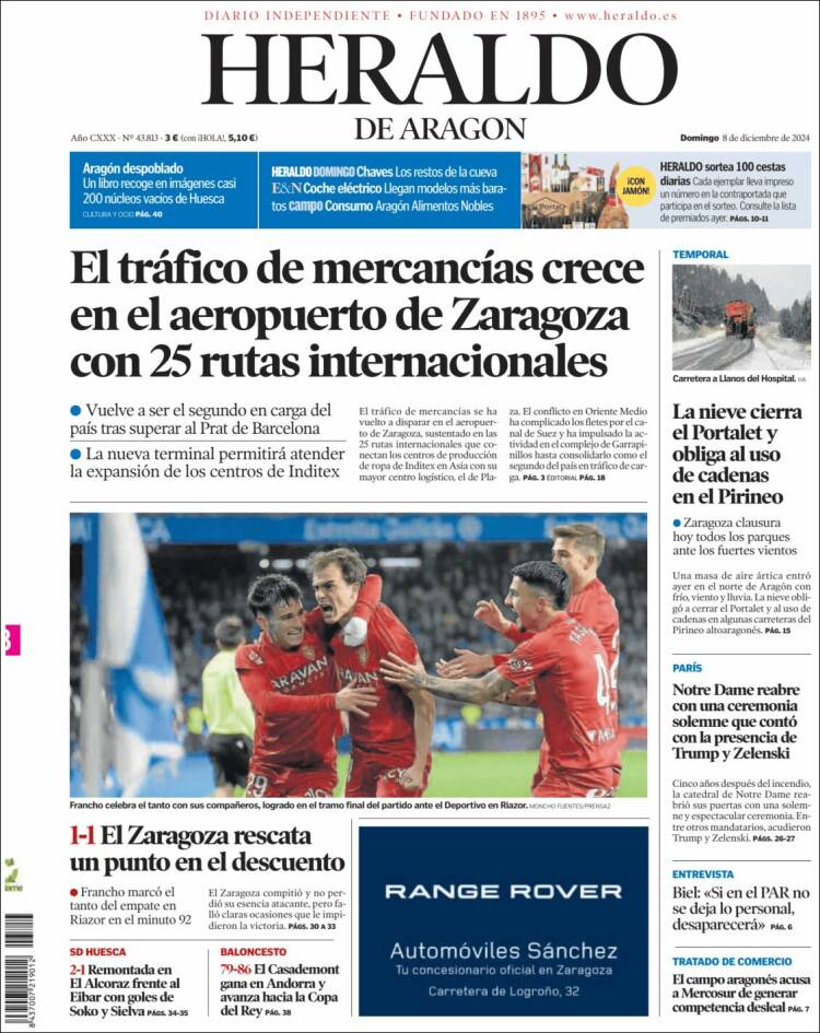Portada de Heraldo de Aragón (España)