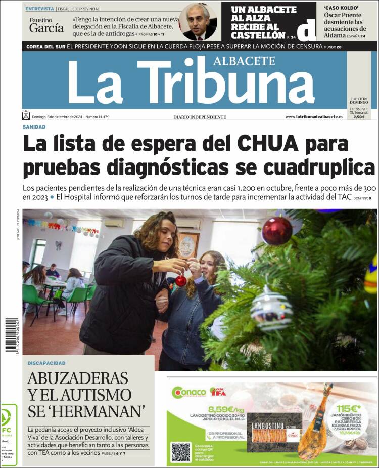 Portada de La Tribuna de Albacete (España)