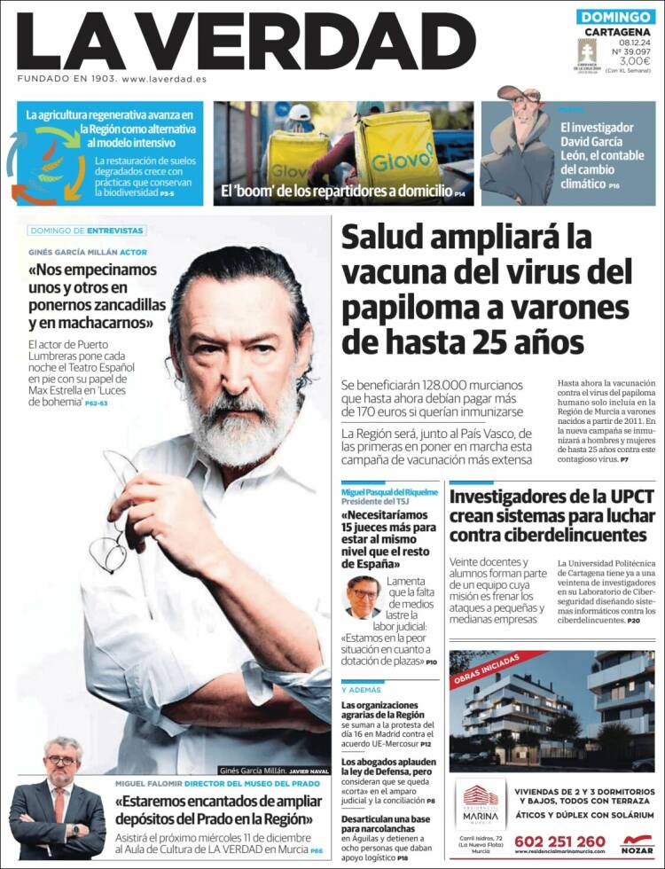 Portada de La Verdad de Cartagena (España)