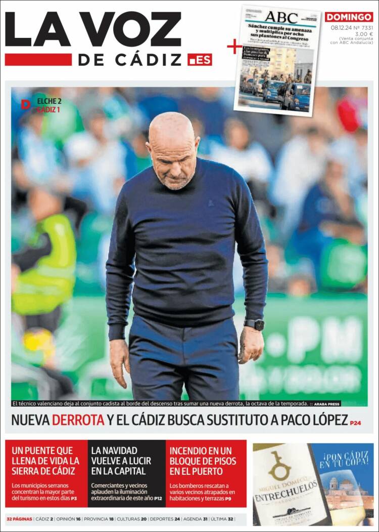 Portada de La Voz de Cádiz (España)