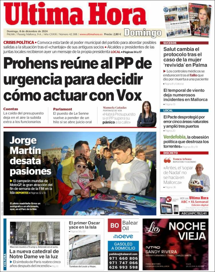 Portada de Última Hora (España)