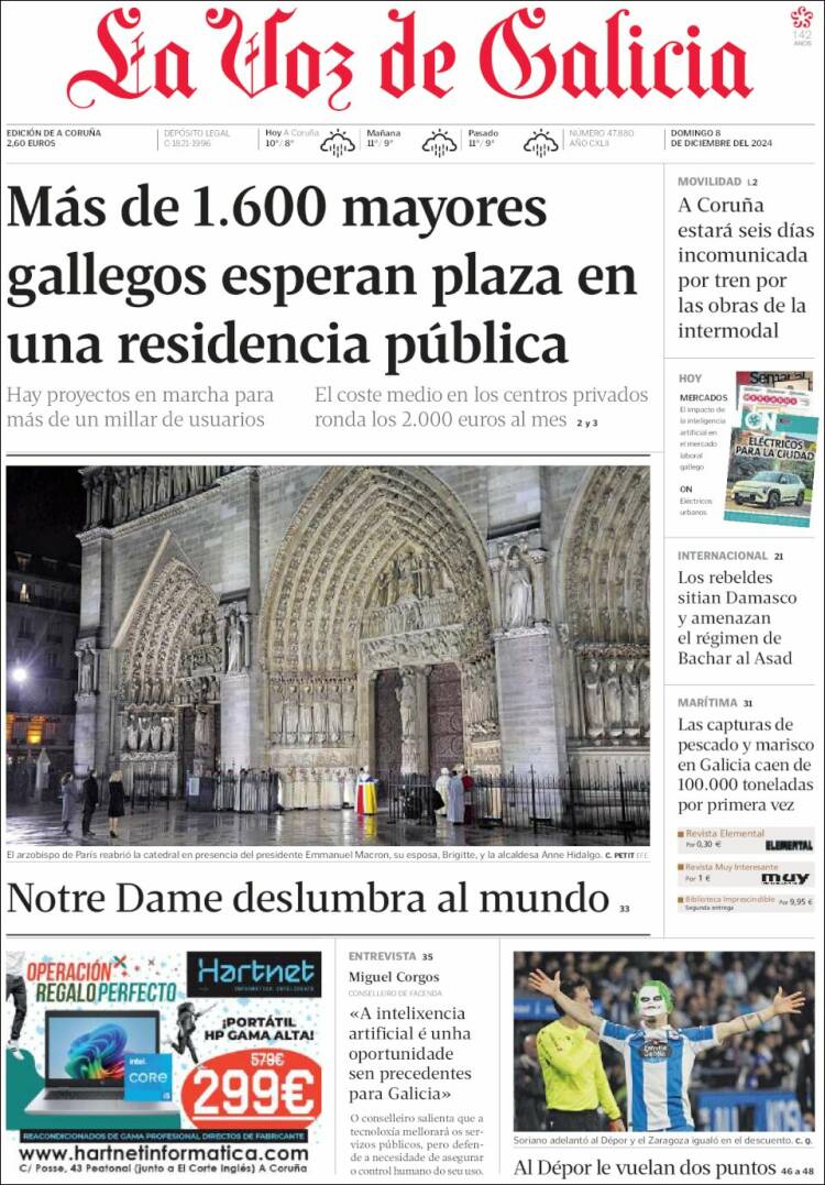 Portada de La Voz de Galicia (España)