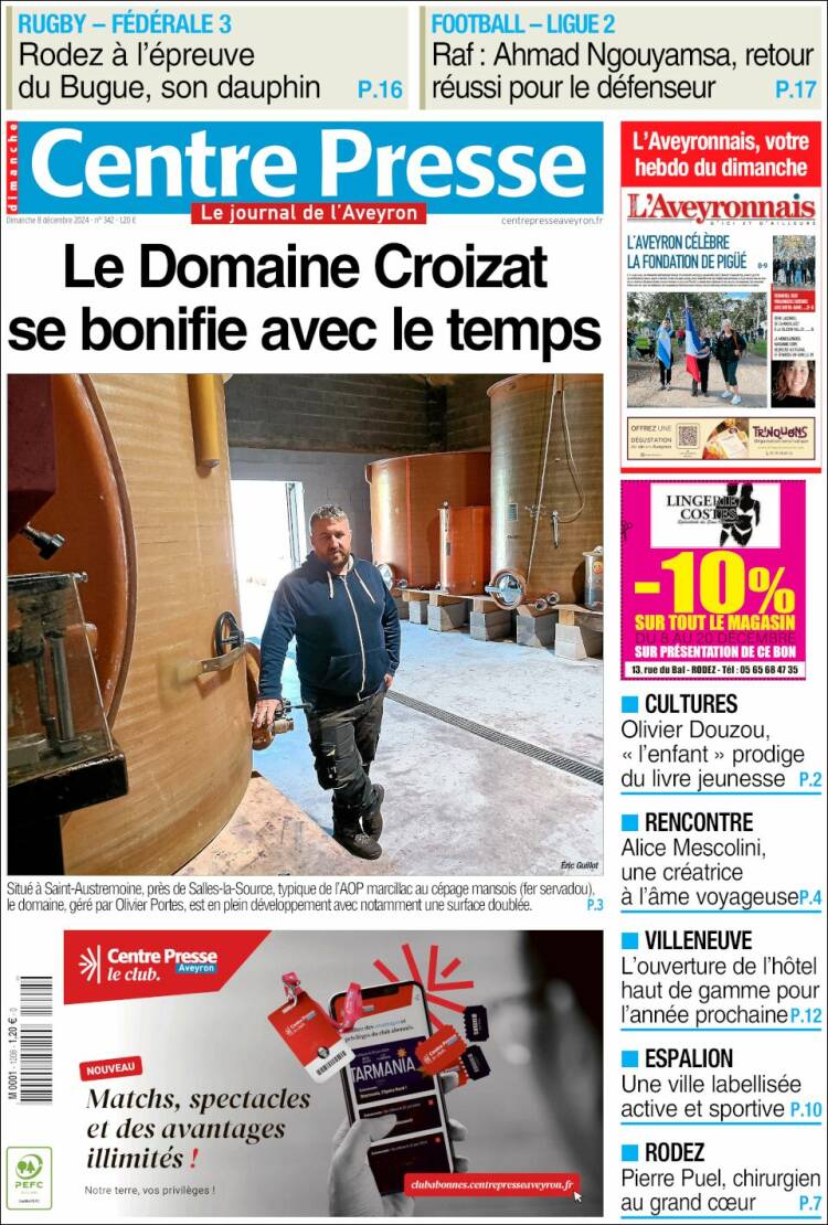Portada de Centre Presse (Francia)