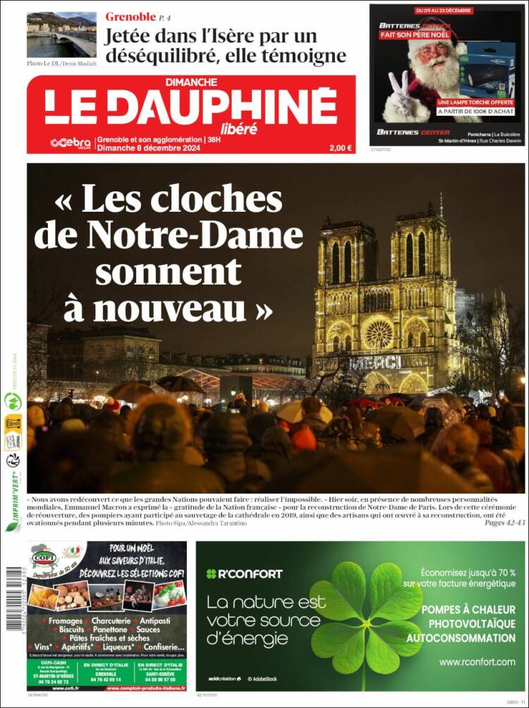 Portada de Le Dauphiné Libéré (Francia)