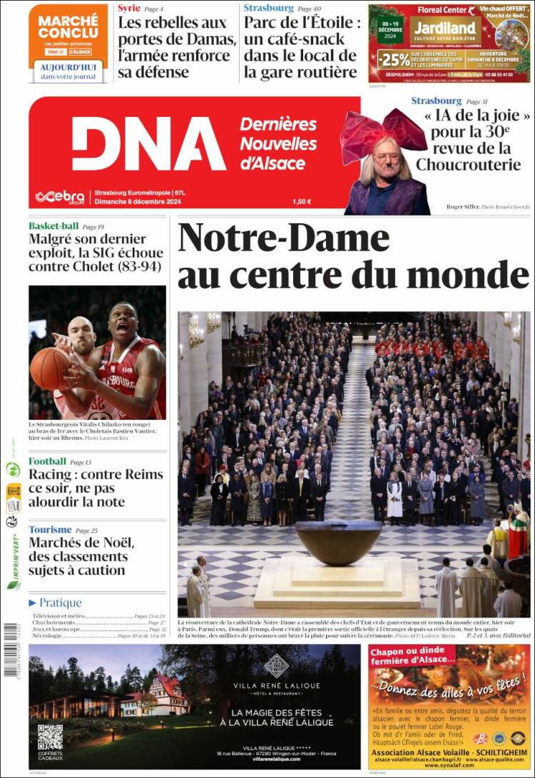 Portada de Les Dernières Nouvelles d'Alsace (Francia)