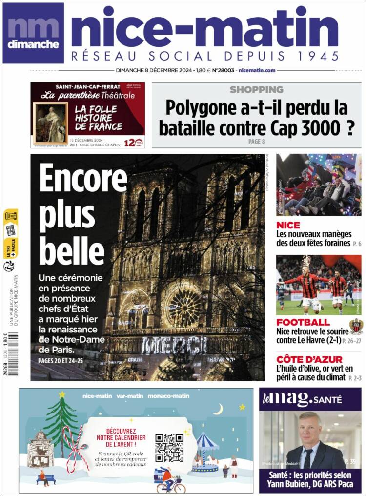 Portada de Nice-Matin (Francia)
