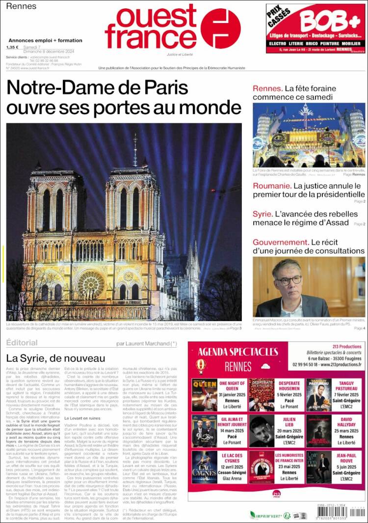 Portada de Ouest France (Francia)