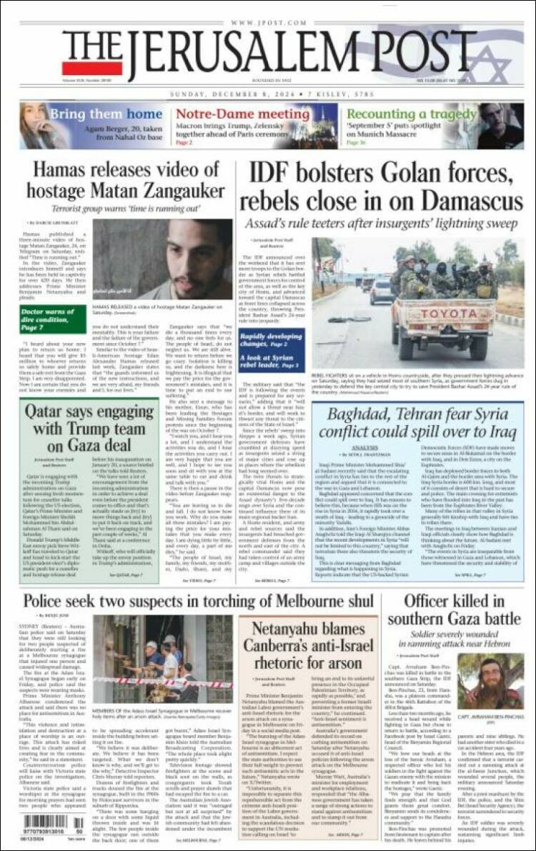 Portada de The Jerusalem Post (Israel)