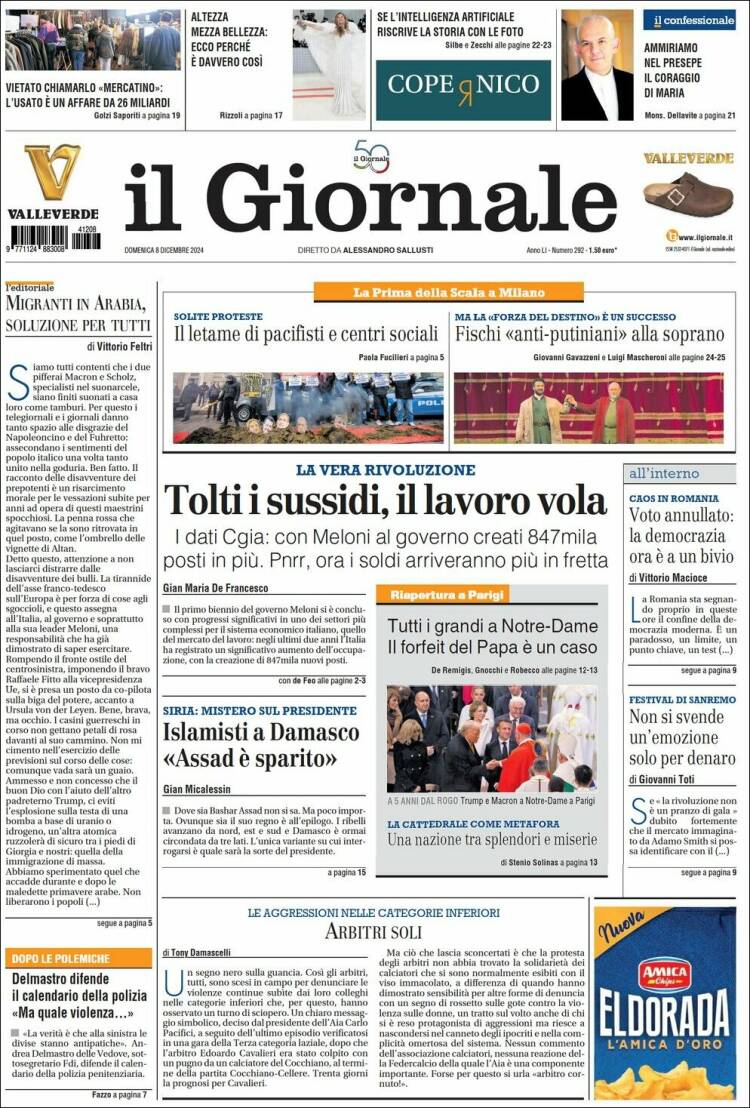 Portada de il Giornale (Italia)