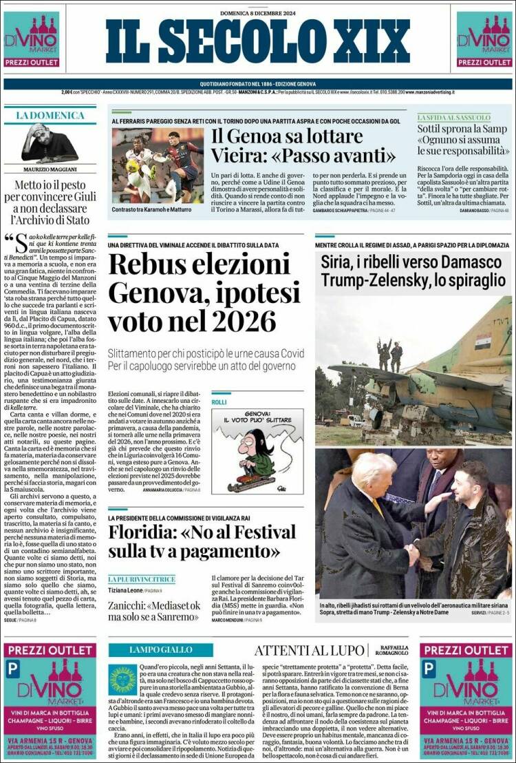 Portada de Il Secolo XIX (Italia)