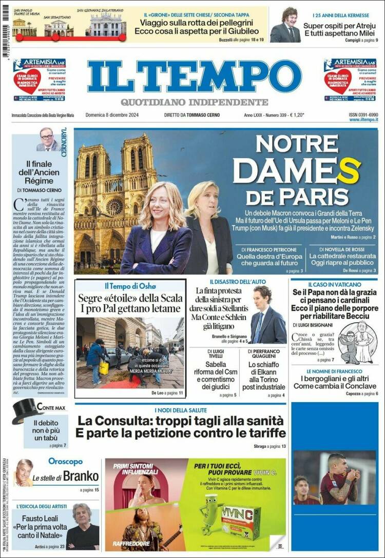 Portada de Il Tempo (Italia)