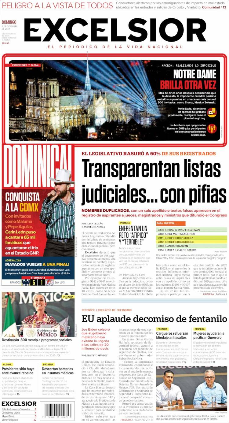 Portada de Excelsior (M&eacute;xico)