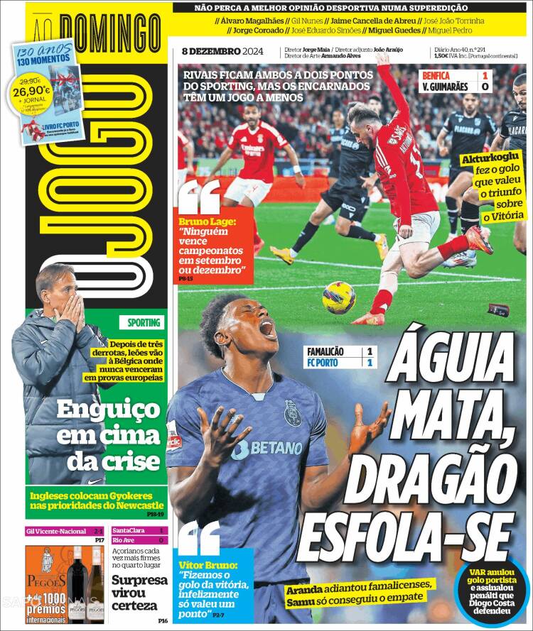 Portada de O Jogo (Portugal)