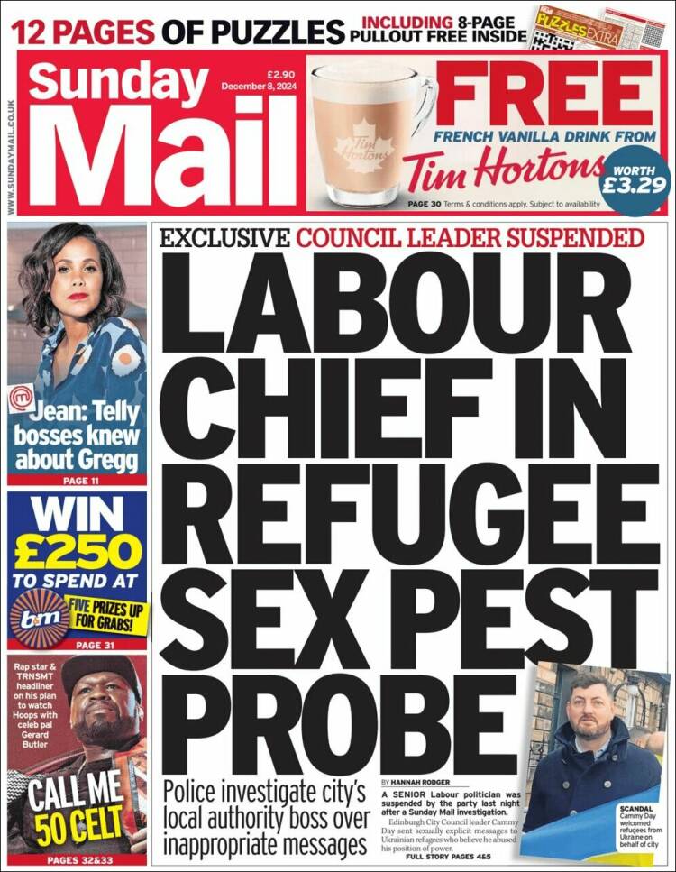 Portada de Daily Record (Reino Unido)