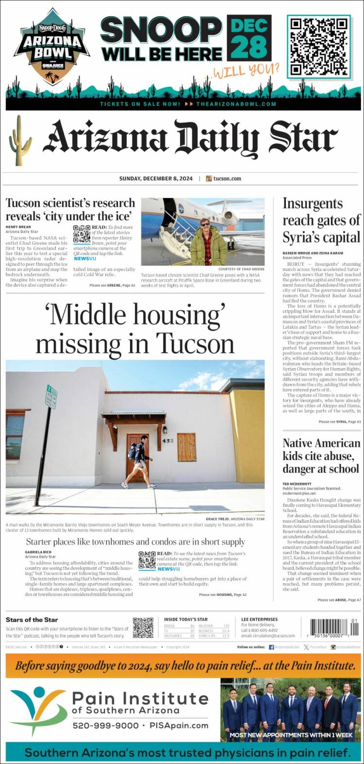 Portada de Arizona Daily Star (USA)